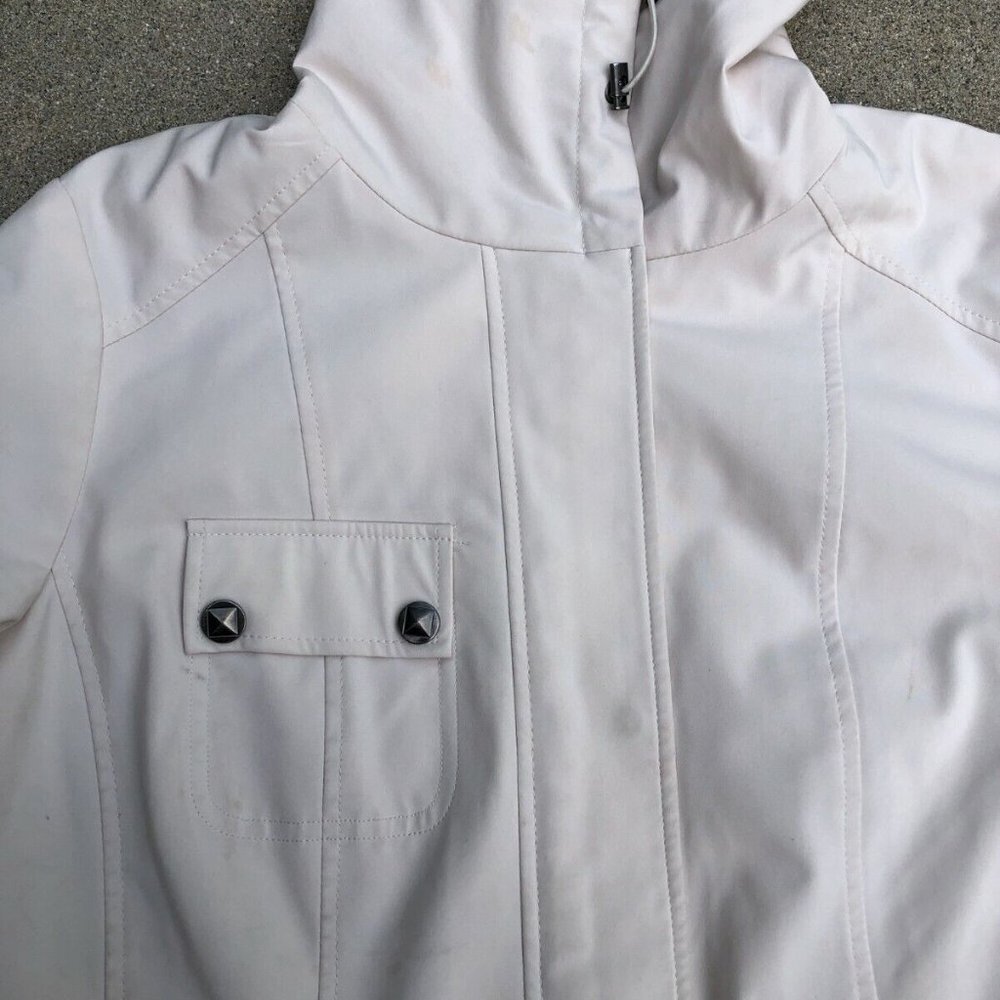 KRISTEN BLAKE Women's Vintage Beige Winter Coat Jacket M Hooded Cargo Pocket‌‌‌‌ - Picture 12 of 12